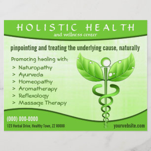 Flyer Símbolo holístico de áudio verde de saúde de 8,5" 