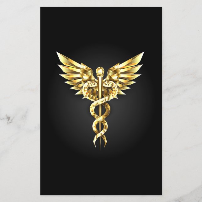 Flyer Símbolo Poligonal Dourado Caduceus (Frente)
