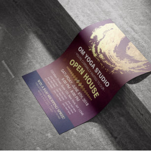 Flyer Símbolo roxo do ZEN da folha Dourado de casa