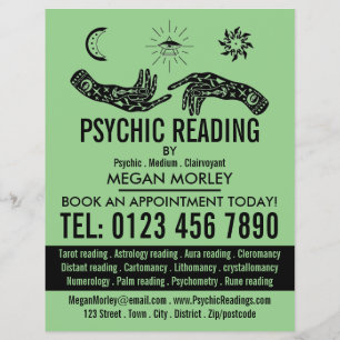 Flyer Símbolos Místicos, Publicidade Em Leitura Psíquica