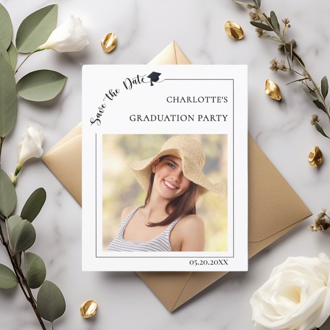 Flyer Simple modern photo Graduation Save the Date (Criador carregado)