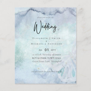 Flyer Simples Elegância Dusty Azul Moderno Casamento F