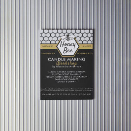 Flyer Simples Honey Bee Honeycomb Black Yellow Workshop