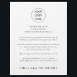 Flyer Simples minimalista de logotipo comercial<br><div class="desc">Um folheto de texto simples com o logotipo,  nome,  título e nome comercial da sua empresa,  para incluir informações de sua empresa,  serviços,  eventos,  produtos etc. O número de telefone se destaca em texto em negrito na parte inferior do seu folheto.</div>