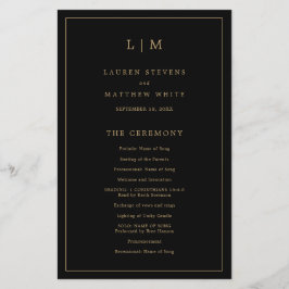 Flyer Simples Monograma Dourado Programa de Casamento de