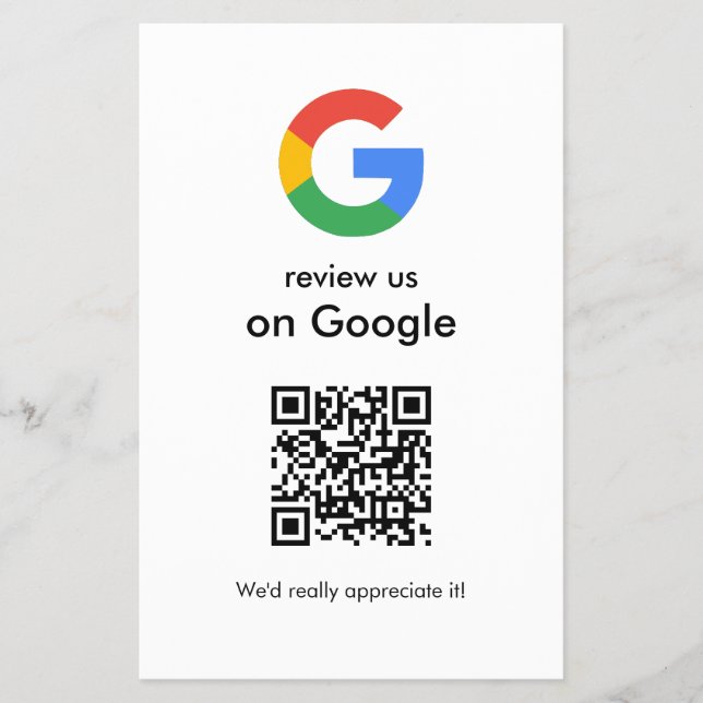 Flyer Sinal de QR Code do Google para Avaliar Negócios M (Frente)