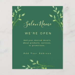 Flyer Sinal de Salão Botânico Verde Orgânico Spa Elegant