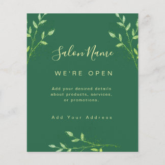 Flyer Sinal de Salão Botânico Verde Orgânico Spa Elegant