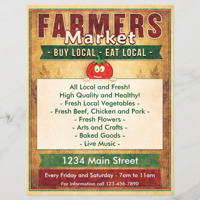 Flyer Sinal local de consumo do mercado agrícola (Frente)