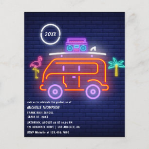 Flyer Sinal Neon Retro Camper Festa de Graduação