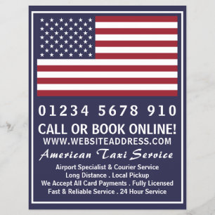 Flyer Sinalizador de Empresa de Táxi Americano com List