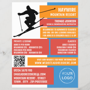 Flyer Skier Silhouette, Lições/Classes de Esqui/Snowboar
