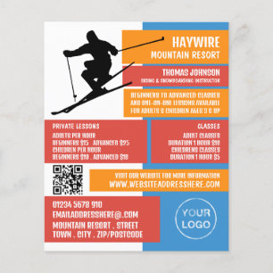 Flyer Skier Silhouette, Lições/Classes de Esqui/Snowboar