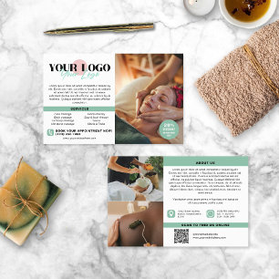 Flyer Soft Green Seu Logotipo Fotos QR Spa Salão