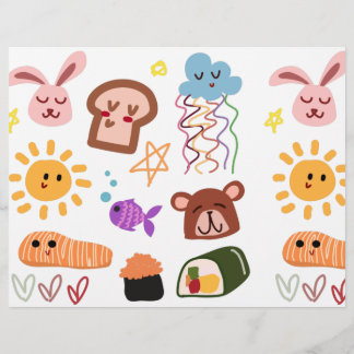 Flyer Sol, Nuvens, Estrelas, Ursos, Papel Escrapado