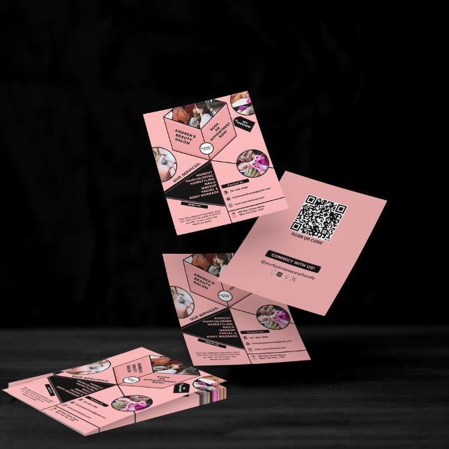 Flyer Sombra Rosa Moderno para Salão Profissional Adicio (Criador carregado)