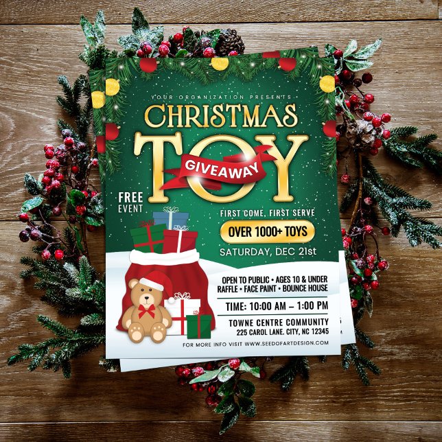 Flyer Sorteio Mágico de Brinquedos de Natal: Sacola do P (Criador carregado)