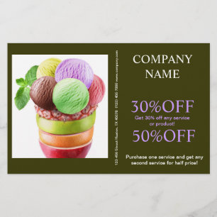 Flyer Sorvete de doces de mesa-sundae
