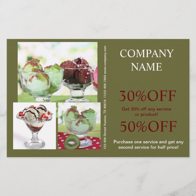 Flyer Sorvete de sundae de sobremesa (Frente)