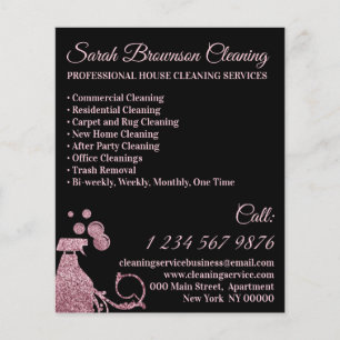 Flyer Spray Preto Rosa Limpeza de Casa de Empregada Domé