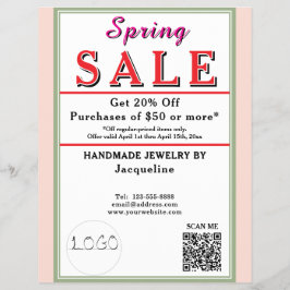 Flyer Spring Sale Blush Pink Sage Green BACKSIDE Heart