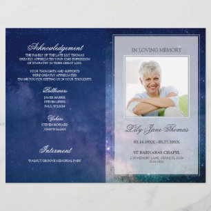 Flyer Starry Night Funeral Program Na Memória Amante
