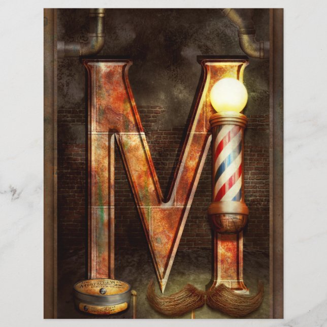 Flyer Steampampunk - Alfabeto - M é para Bigode (Frente)