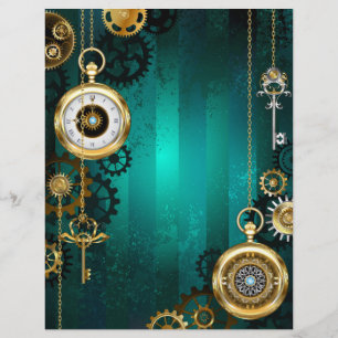 Flyer Steampunk Jewelry Watch em um fundo verde
