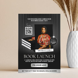 Flyer Stylish Black & Silver Author Book Launch Release