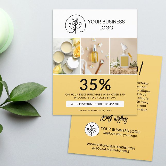 Flyer Stylish Yellow Marketing Discount Code (Criador carregado)