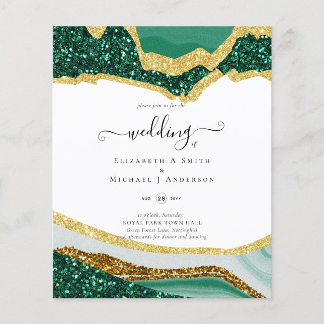 Flyer Sublime Casamento Dourado de Agate Glitter (Frente)