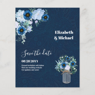Flyer Sublime Dusty Blue Floral Mason Casamento
