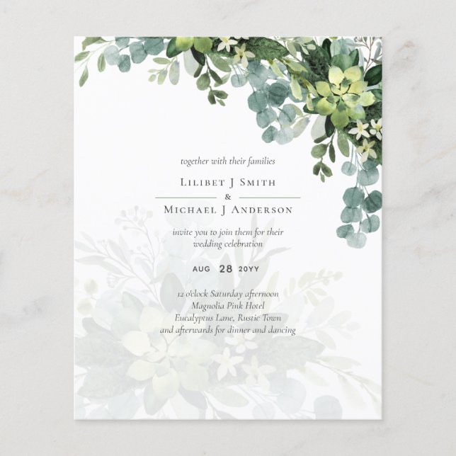 Flyer Sublime Dusty Blue GREENERY Eucalyptus WEDDING (Frente)