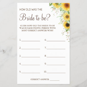 Flyer Sunflower Adivinha quantos anos ela tinha no cart