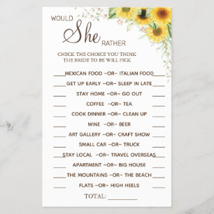 Flyer Sunflower Ela gostaria de Preferencialmente de car