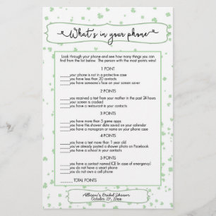 Flyer Suposição que + jogos do telefone, chá de panel