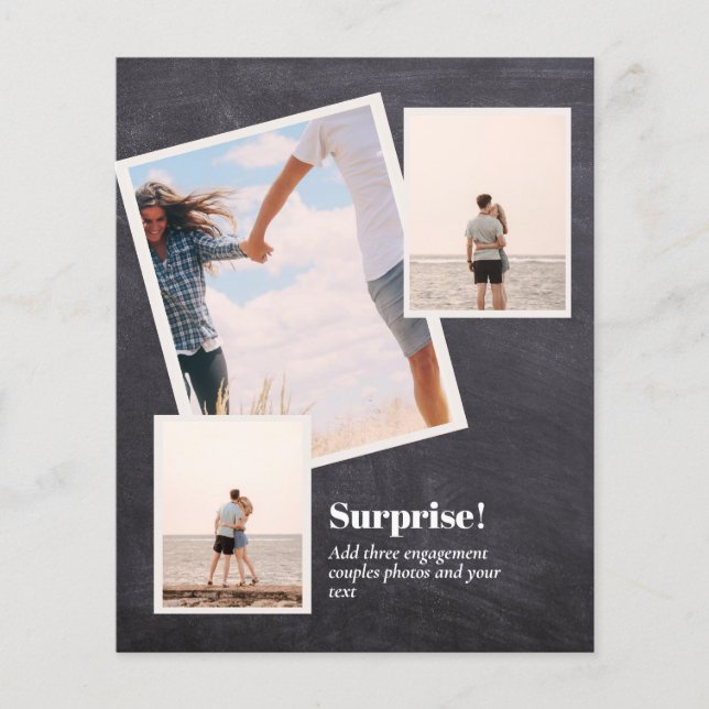 Flyer SURPRESA! COLAGEM DA FOTO DE Anúncio do noivado (Frente)