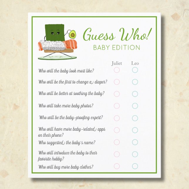 Flyer Sushi Kawaii Baby Guess Who Baby (Criador carregado)