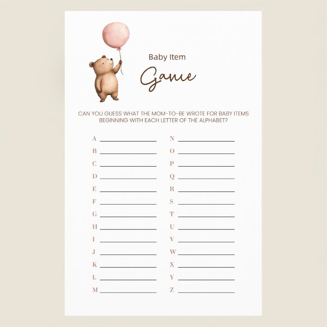Flyer Sweet Bear Baby Shower Game Guessing Activity (Criador carregado)
