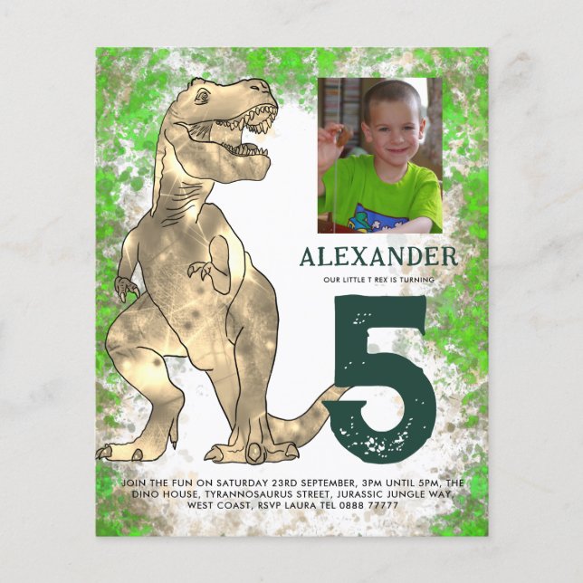 Flyer T Rex Jungle Festa de aniversário Orçamento (Frente)