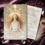 Flyer Tarot Mystic Woman Moon Dourada<br><div class="desc">Promova seus serviços holísticos com este elegante folheto de negócios tarô e espiritual, projetado para profissionais nos campos da leitura tarot, orientação espiritual, instrução de yoga, orientação de meditação e cura holística. Com um design celestial místico com sotaques de ouro, este folheto é perfeito para atrair clientes que buscam clareza,...</div>