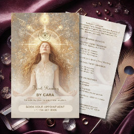 Flyer Tarot Mystic Woman Moon Dourada