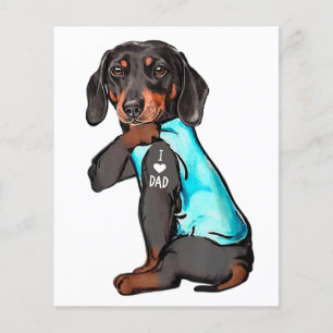 Flyer Tatuagem de Dachshund Eu Amo Papai Cachorro Engraç