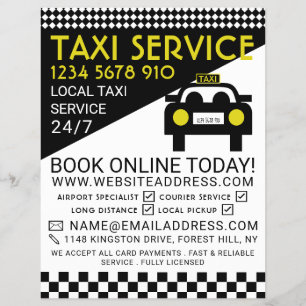 Flyer Taxi Station, Taxi Cab Firm com Lista de Preços