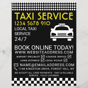 Flyer Taxi Station, Taxi Cab Firm com Lista de Preços