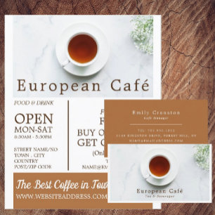 Flyer Teacup & Saucer, Barista, Café, Coffeehouse Adver