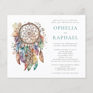 Flyer Teal de Casamento Colorido de Dreamcatcher Boho do