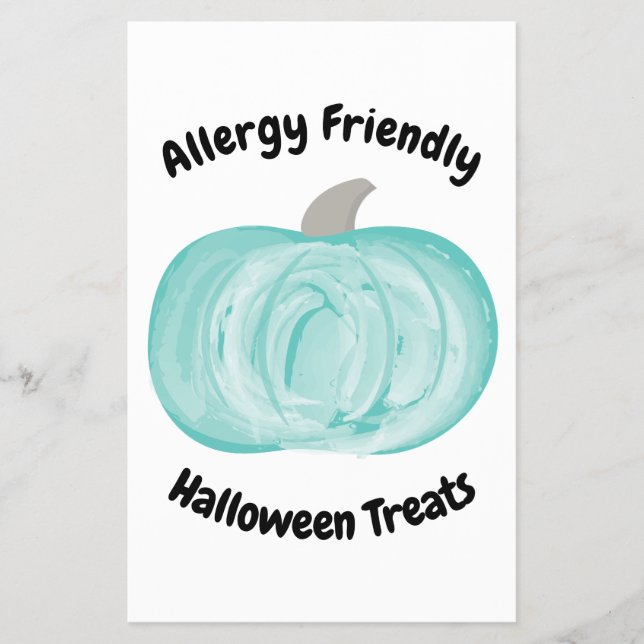 Flyer Teal Pumpkin Sinal de Halloween Alergia Tratamento (Frente)