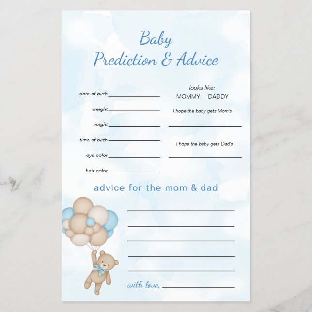 Flyer Teddy Bear Predictions and Advice (Frente)