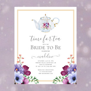 Flyer Tempo para o convite para Chá de panela Tea Floral